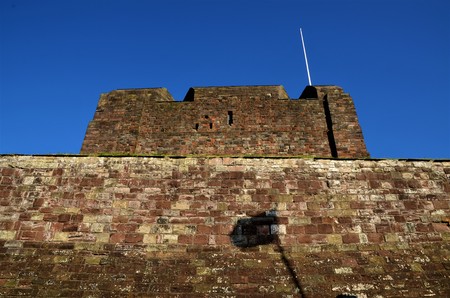 A view of the architecture and buildings of the Carlisle Castle complex in Cumbria