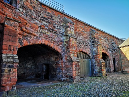 A view of the architecture and buildings of the Carlisle Castle complex in Cumbriaのeditorial素材