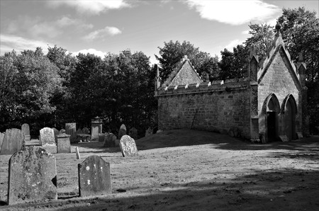 A mausoleum and graveyard in the grounds of the house of Dun