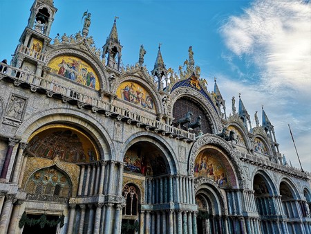 An exterior view of the architecture and landmarks of the Italian city of Venice.の写真素材