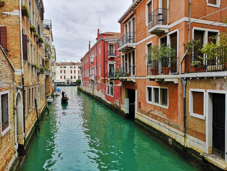 An exterior view of the architecture and landmarks of the Italian city of Venice.の写真素材