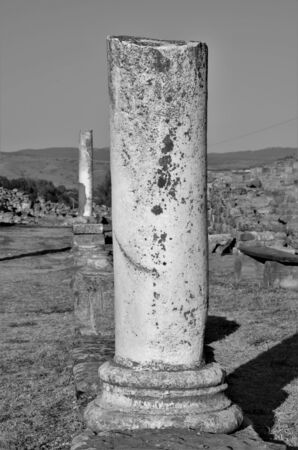 A view of the architectural detail of the ancient Roman ruins at Stobi in North Macedonia.の写真素材