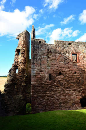 An exterior view of the ruins of the medieval Hailes Castle in Scotlandのeditorial素材
