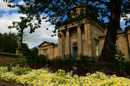 An exterior view of an old stone council building in the Scottish borders village of Greenlaw.の写真素材