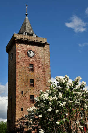 An exterior view of the architecture of a church building in the Borders town of Greenlaw.の写真素材
