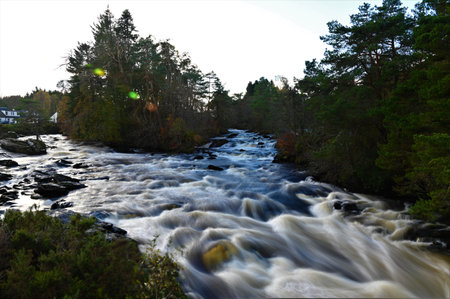 A view of the impressive falls of Dochart at Killin in the Scottish highlands