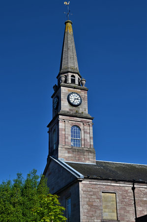 An exterior view of a church building in the Scottish town of Dumbarton.の写真素材