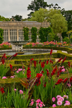 An exterior view of the architectural details of the house and outbuildings of Longleat in England.の写真素材