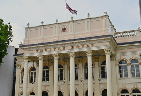 An external view of the architectural details of public buildings in the city of Nottingham in...