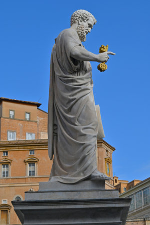 An exterior view of the architectural detail of a religious building in the city of Rome in Italyの写真素材