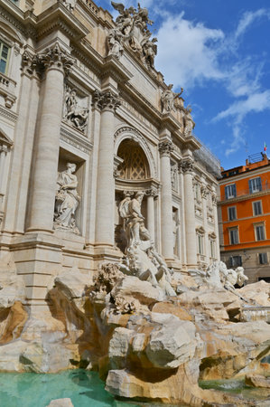 A view of the famous and stunning Trevi fountain in the city of Rome in Italy.の写真素材