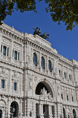 An exterior view of the impressive architectural detail of the supreme court building in the city of Rome in Italy.の写真素材