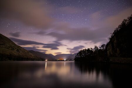 A Cloudy night on Ullswater in the lake districtの写真素材