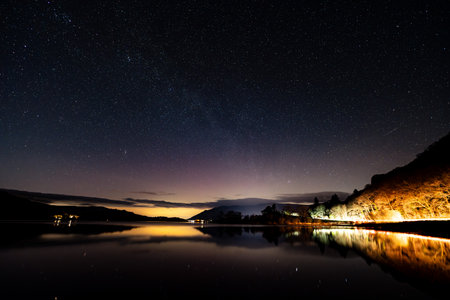 A view of the night sky over Derwentwater in the English Lake District.