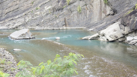 Mountain river in the jungle. Landscape with a mountain river.の写真素材