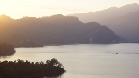 Sunset in the mountains of the island of Langkawi, Malaysiaの写真素材