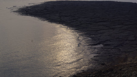 Rocky coast of the Dead Sea in Israel. Toned.の写真素材