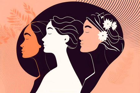 international women's day, 8 march, yellow banner with 8m womens day vector illustration style concept template for woman's day with place for text or copy spaceの素材