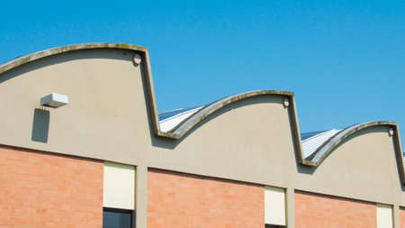Factory roof detail, offices, production, storage departmentsの写真素材