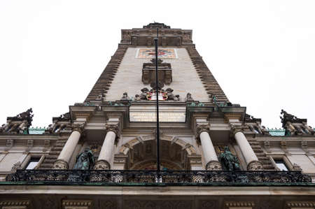 Square of Hamburg, Germany, Rathaus steeple towerの写真素材