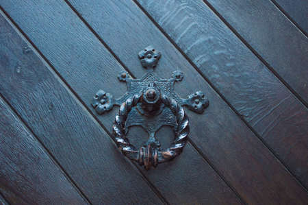 Ancient door, detail of the door handleの写真素材