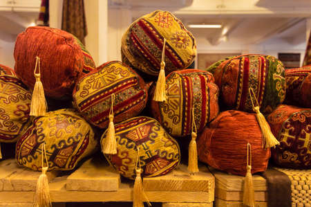 Arabian cushions in a shop of african objectsの写真素材