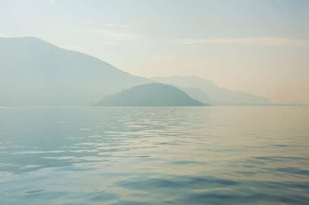 Nature background photo, sea and mountain website graphicの写真素材