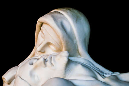 More than 100 years old religious statues Madonna and Christ compassion