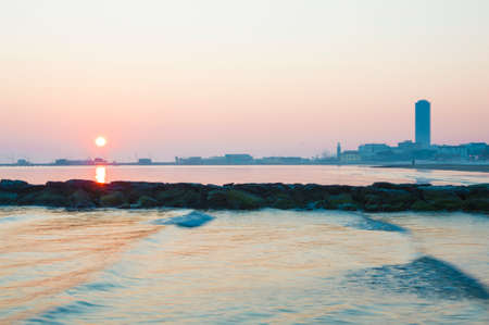Beautiful beach and sea Adriatic Italy skylineの写真素材