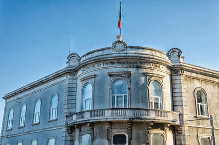 Detail of Lisbon Palace with Portugal flagのeditorial素材