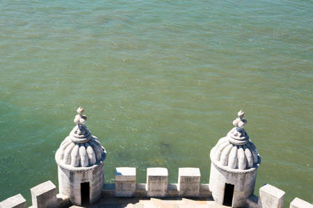 Belem Tower is a fortified tower located in the civil parish of Santa Maria de Belem in Lisbon, Portugalのeditorial素材