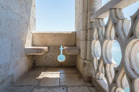 Belem Tower is a fortified tower located in the civil parish of Santa Maria de Belem in Lisbon, Portugalのeditorial素材