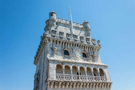 Belem Tower is a fortified tower located in the civil parish of Santa Maria de Belem in Lisbon, Portugalのeditorial素材