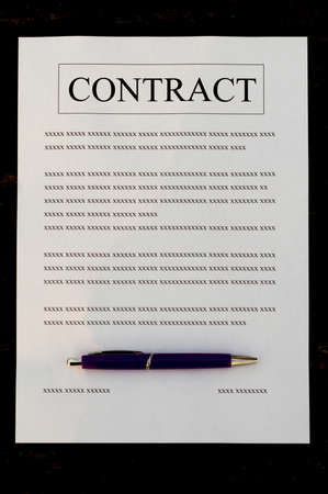 A filled contract on a black background