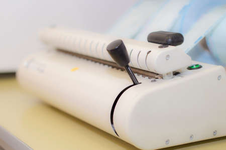 Modern dental practice. Dental chair and other accessories used by dentists