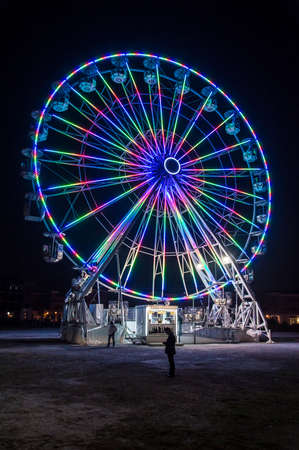 Forli, Italy - November 11, 2017: Panoramic ferris wheel by nightのeditorial素材