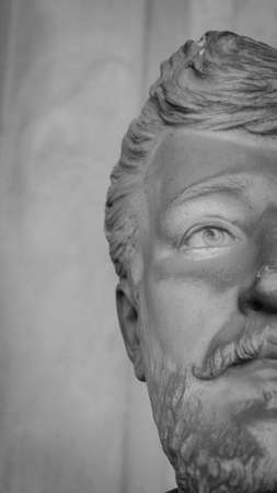 More than one century White stone statue of half-head, black and white photoの写真素材