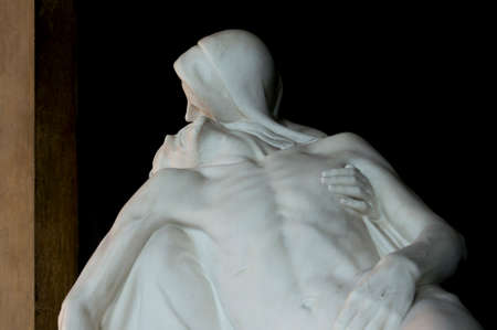 More than 100 years old religious statues Madonna and Christ (compassion)の写真素材