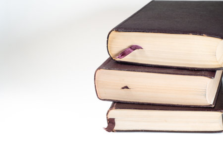 Stack of books isolated on white background. Back to school concept.の写真素材
