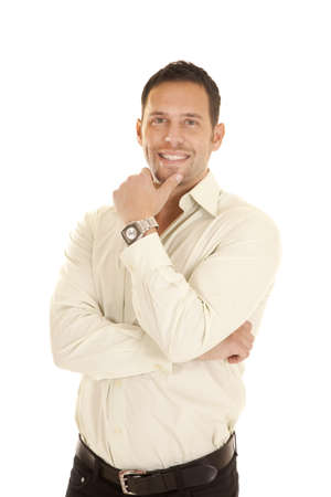 a man with a smile on his face wearing a watch.の写真素材