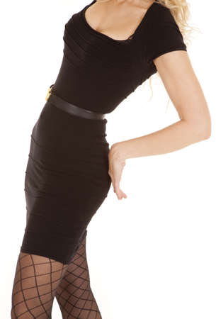 A woman's body in her black dess and tights..の写真素材
