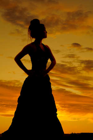 A silhouette of a woman in a big dress.の写真素材