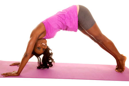 An African American stretching out her back and legs.の写真素材