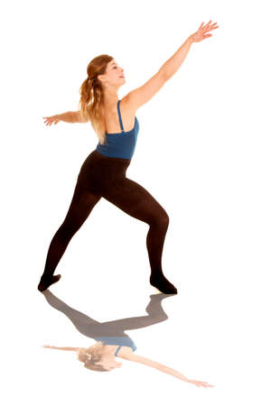 a woman in her dance clothing dancing.の写真素材