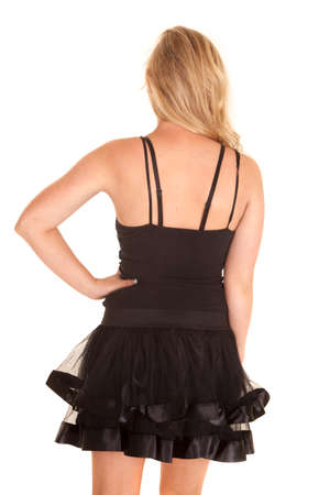 a woman in her sheer tutu with a tank, showing off her back.の写真素材