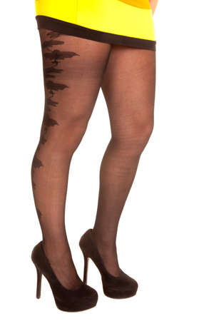 A woman in with her sheer hose with flowers down the side.の写真素材