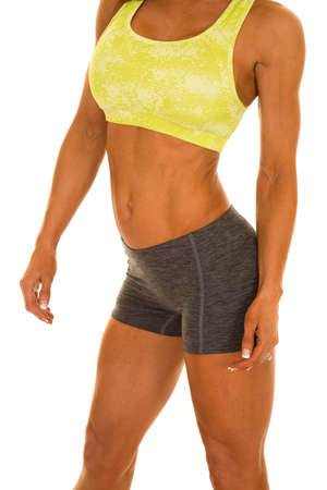 A close up of a fit woman posing.の写真素材