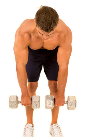A man working out with weight, doing a dead lift.の写真素材