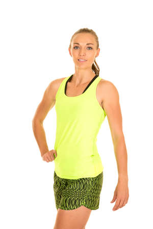 A woman with  smile in her fitness clothing, posing.の写真素材