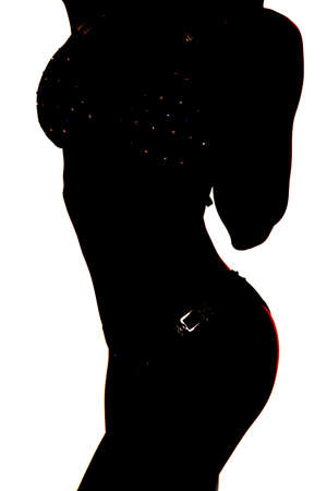a silhouette of a woman's body in her bikini, up close.の写真素材